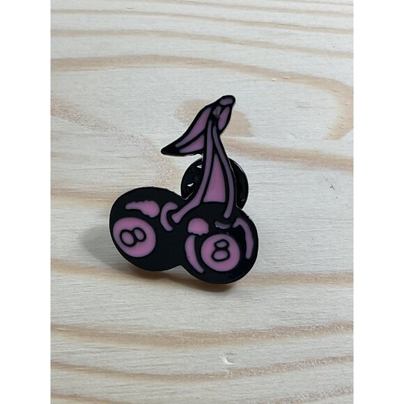 Pink & Black 8 Ball Cherry Enamel Pin With Secure Backing For Jackets Hats Bags - Picture 1 of 3